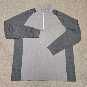 Onward Reserve Performance 1/4 Zip Pullover Men M Gray Stripe Stretch Golf Shirt